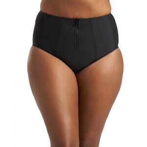 NEW ALWAYS FOR ME plus size jax zip front tankini bottom in black